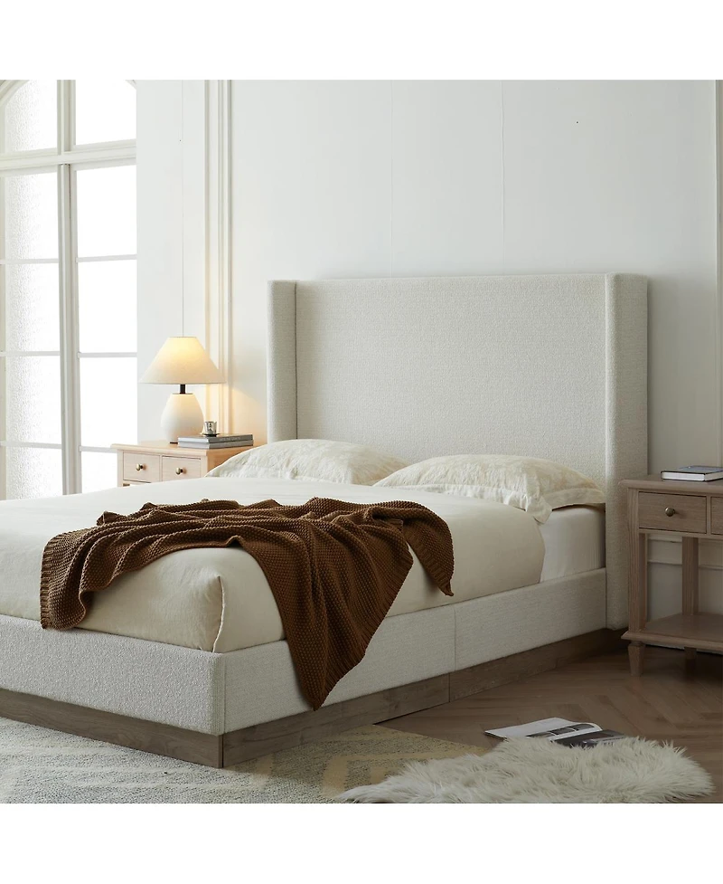 Streamdale Furniture King Cream Boucle Wingback Bed