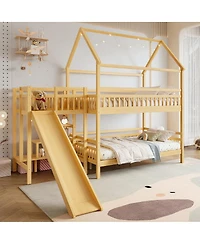 Streamdale Furniture House Bunk Bed with Slide and Storage Stairs