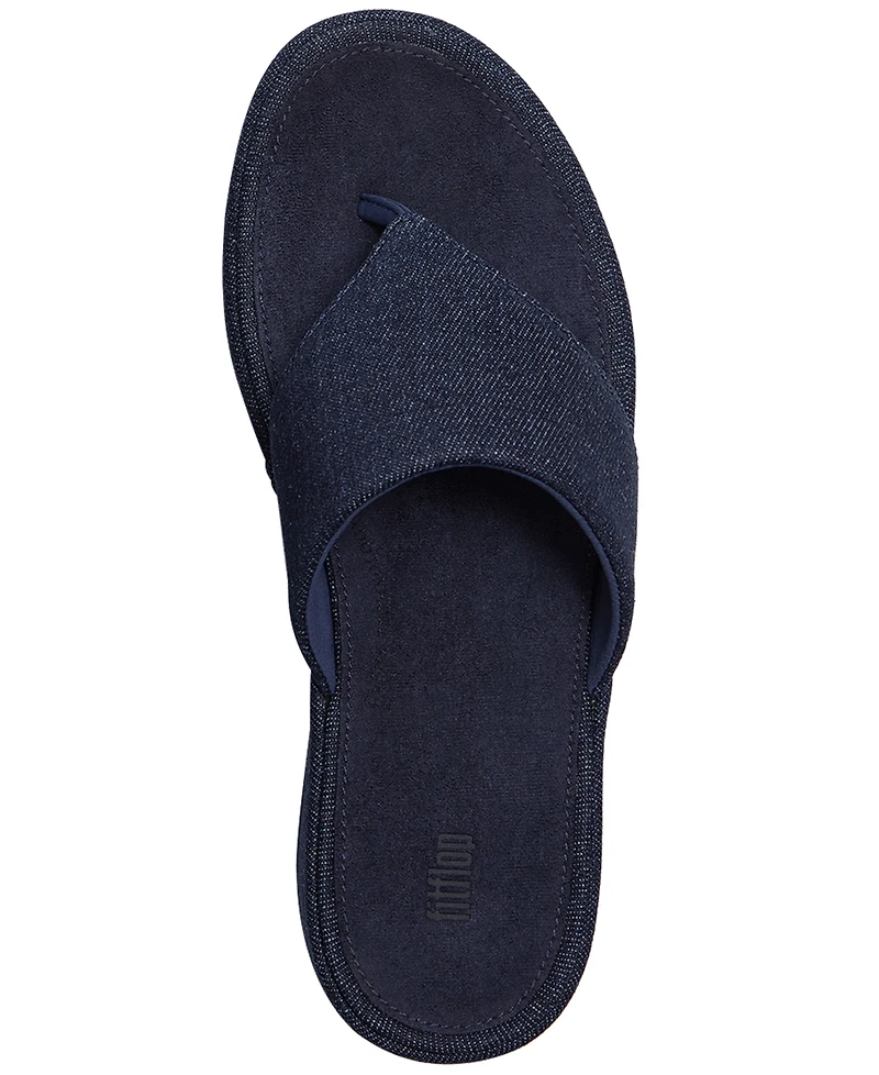 FitFlop Women's Platfforms Denim Wedge Toe-Post Sandals