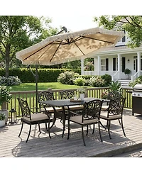 Mondawe 10ft Patio Offset Hanging Lighted Umbrella with Tassels