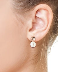 Effy Collection Morganite (1-5/8 ct. t.w.) & Freshwater Pearl (9mm) Earrings in 14k Rose Gold