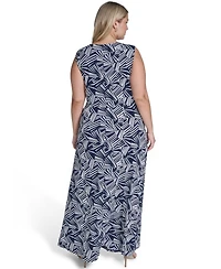 Jessica Howard Plus Sleeveless Tuck Front V-Neck Maxi Dress