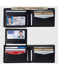 Alpine Swiss Mens Genuine Leather Passcase Bifold Wallet Rfid Safe 2 Id Windows