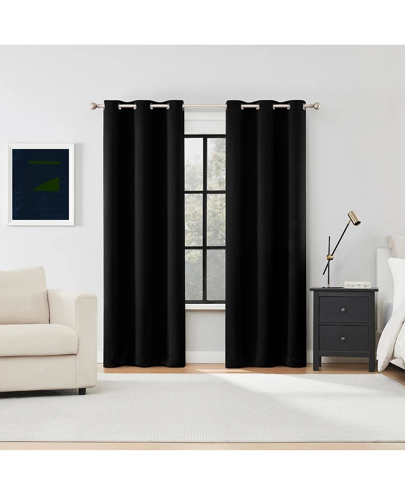 Sun Zero Sheridan Magnetic Closure Blackout Grommet Curtain Panel Pair