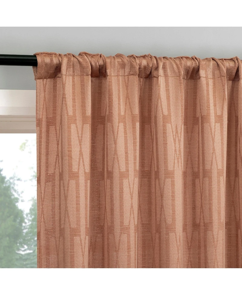 No. 918 Dover Tonal Geometric Semi-Sheer Back Tab Curtain Panel