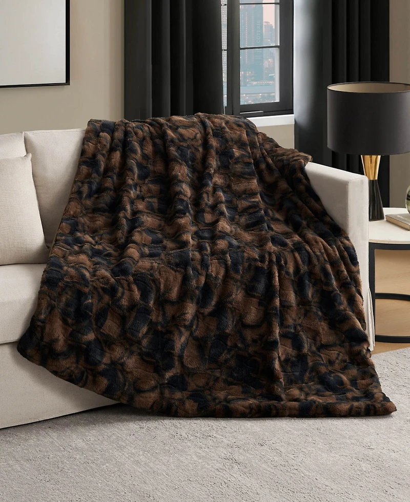Nine West Embossed Faux Fur Throw, 50"x70"