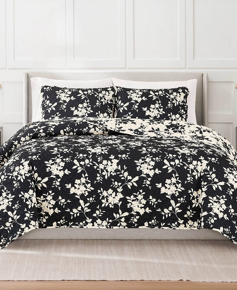 Nine West Silhouette Floral 3-Pc. Quilt Set