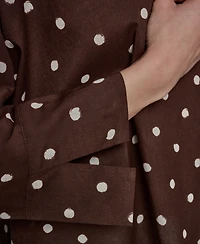 Donna Karan Weekend Women's Printed Split Neck Blouse