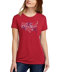 La Pop Art Women's Premium Blend Usa Fireworks Word Art T-Shirt