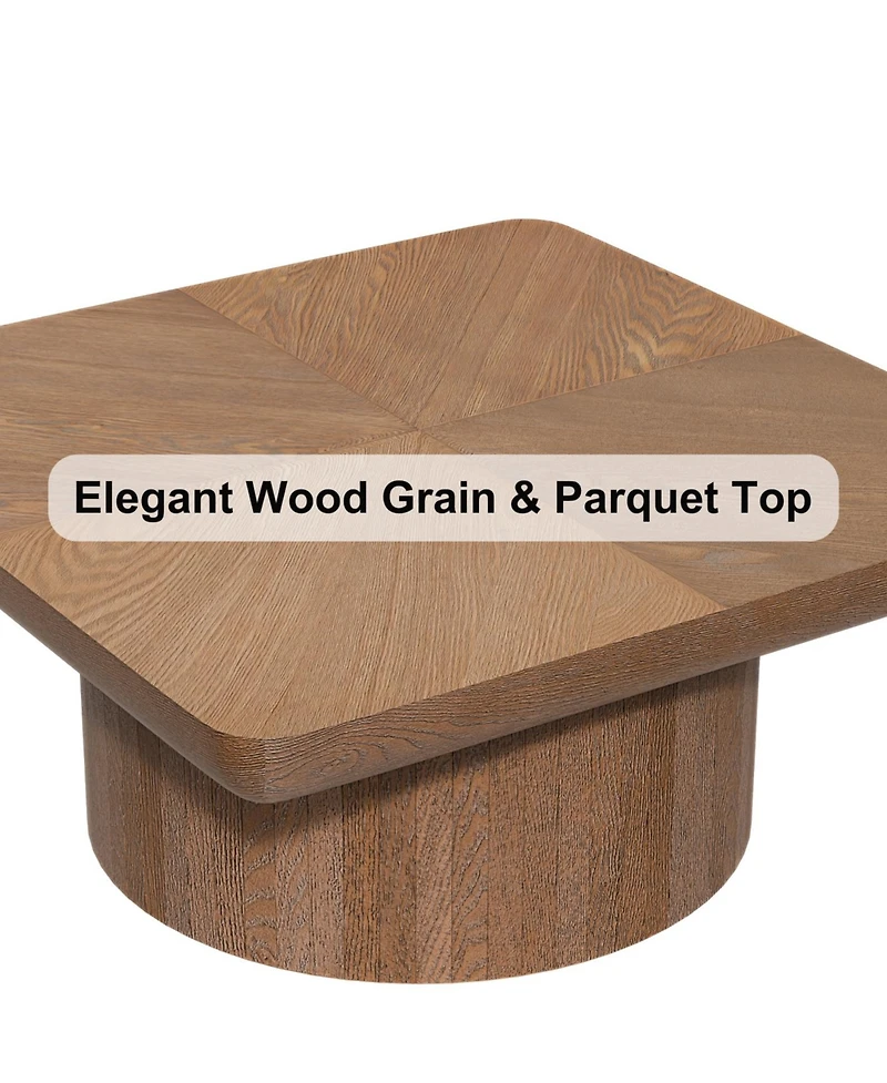 Streamdale Furniture Walnut 34.6" Modern Wood Coffee Table with Parquet Pattern