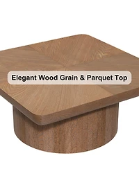 Streamdale Furniture Walnut 34.6" Modern Wood Coffee Table with Parquet Pattern