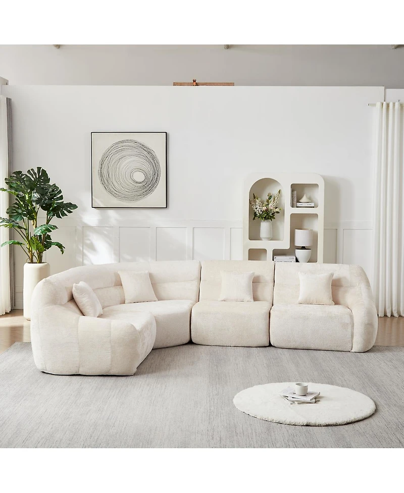 Streamdale Furniture Modern Luxury Curved Corner Sectional Sofa, Chenille Modular Cloud Sofa.