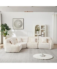 Streamdale Furniture Modern Luxury Curved Corner Sectional Sofa, Chenille Modular Cloud Sofa.