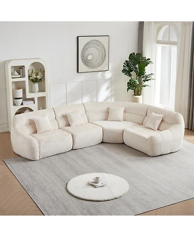 Streamdale Furniture Modern Luxury Curved Corner Sectional Sofa, Chenille Modular Cloud Sofa.