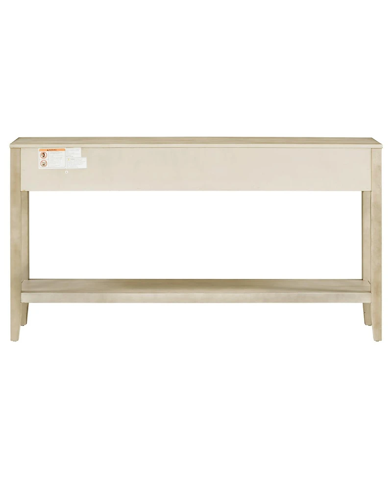 Streamdale Furniture 59.1" Farmhouse Entryway Table with 3 Drawers and Bottom Shelf.