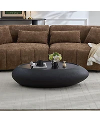 Streamdale Furniture Fiberglass Oval Coffee Table for Living Room, Faux Matte Rocks