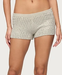 Edikted Women's Mackenzie Rhinestone Knit Shorts