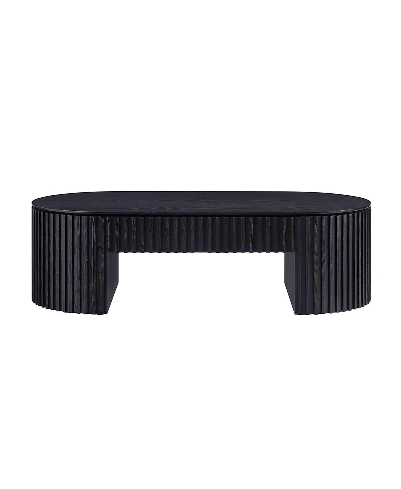 Streamdale Furniture Oval Wood Coffee Table With Drawer - Mid Century Modern