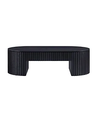 Streamdale Furniture Oval Wood Coffee Table With Drawer - Mid Century Modern
