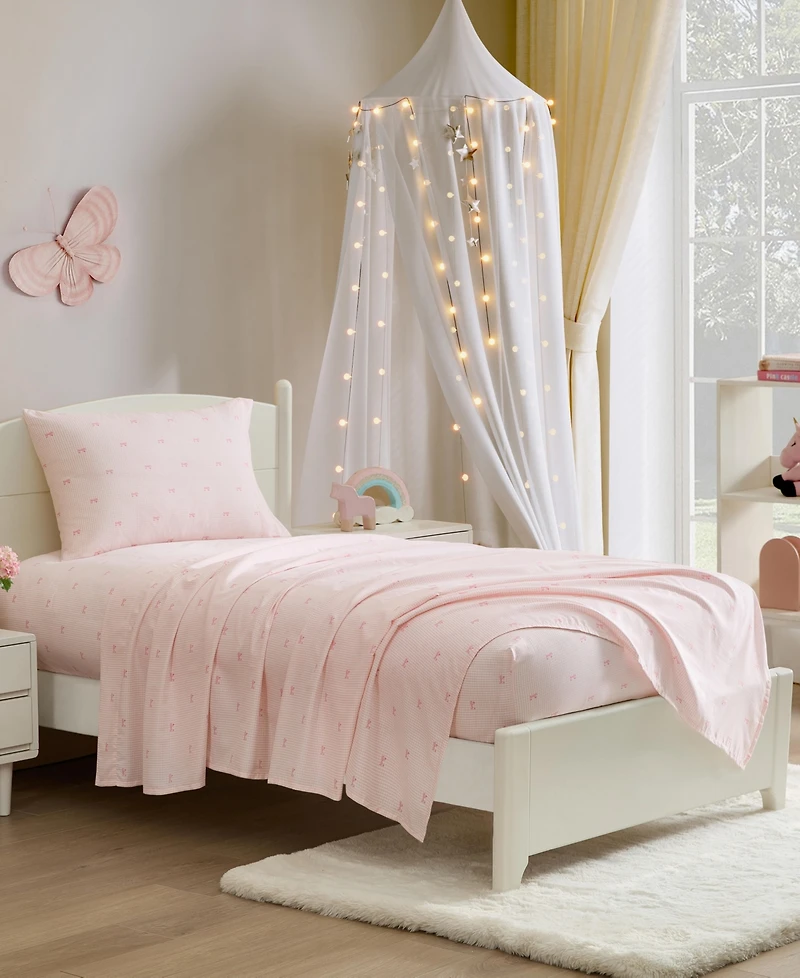 Laura Ashley Tiny Bows Microfiber 4-Pc. Sheet Set, Queen