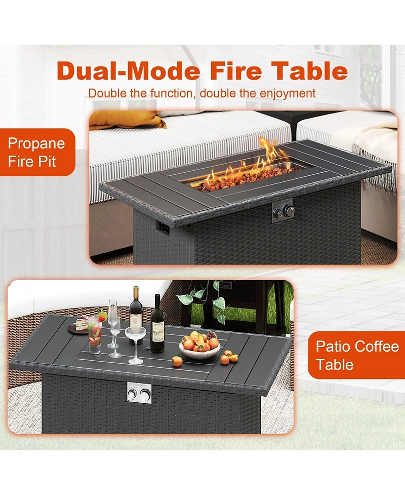 Slickblue Rattan Gas Fire Pit Table 2 1 Stainless Steel Burner