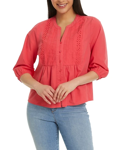 Gloria Vanderbilt Women's Peplum Button-Front Top