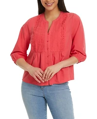 Gloria Vanderbilt Women's Peplum Button-Front Top