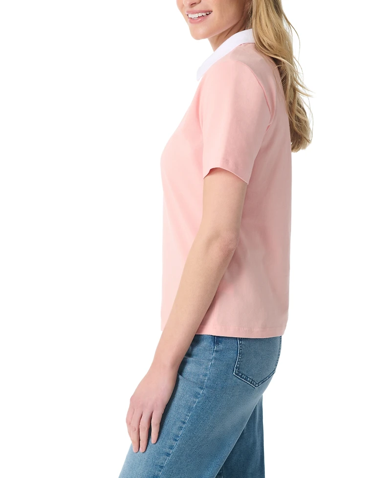 Gloria Vanderbilt Women's Point Collar Short-Sleeve Polo T-Shirt