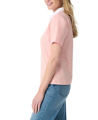 Gloria Vanderbilt Women's Point Collar Short-Sleeve Polo T-Shirt