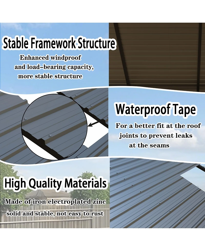 Mondawe 10x20 ft. Stainless Steel Carport Shelter