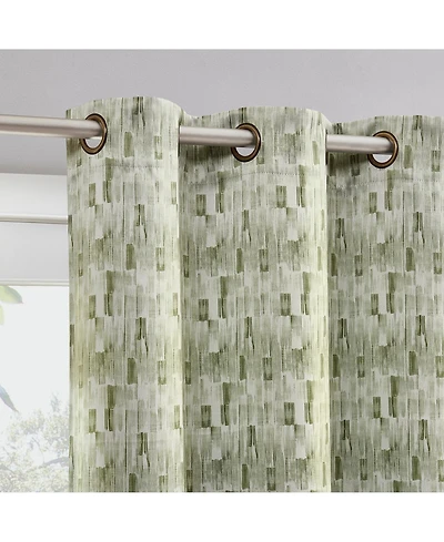 Sun Zero Vernon Monochrome Brushstrokes Magnetic Closure Blackout Grommet Curtain Panel Pair