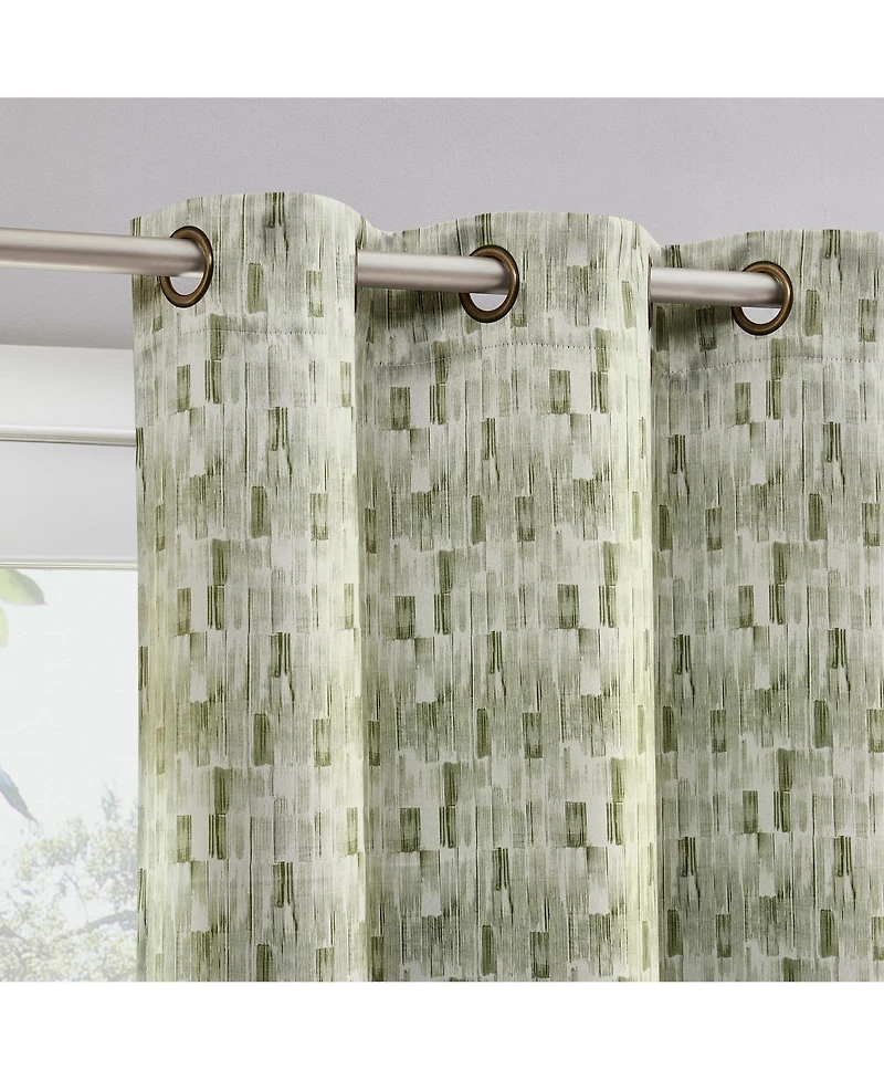 Sun Zero Vernon Monochrome Brushstrokes Magnetic Closure Blackout Grommet Curtain Panel Pair