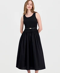 Anne Klein Petite Scoop Neck Drop Waist Midi Dress