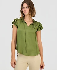 Anne Klein Women's Tie-Neck Ruffle-Sleeve Blouse