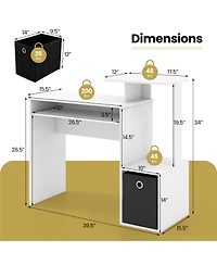 Sugift Space-saving Computer Desk with Pull-out Keyboard Tray