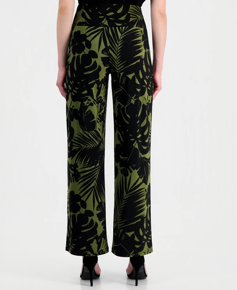 Anne Klein Women's Printed High Rise Wide Leg Pants