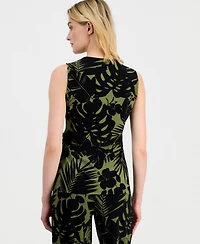 Anne Klein Women's Printed Sleeveless Faux-Wrap Top