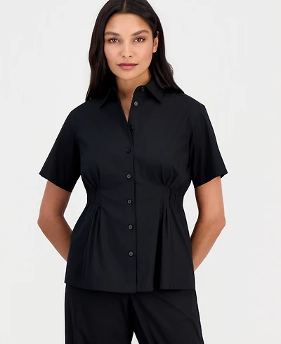 Anne Klein Women's Side-Pleat Button-Front Shirt, Regular & Petite