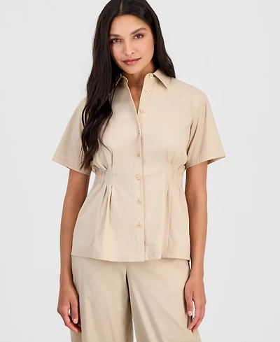 Anne Klein Women's Side-Pleat Button-Front Shirt