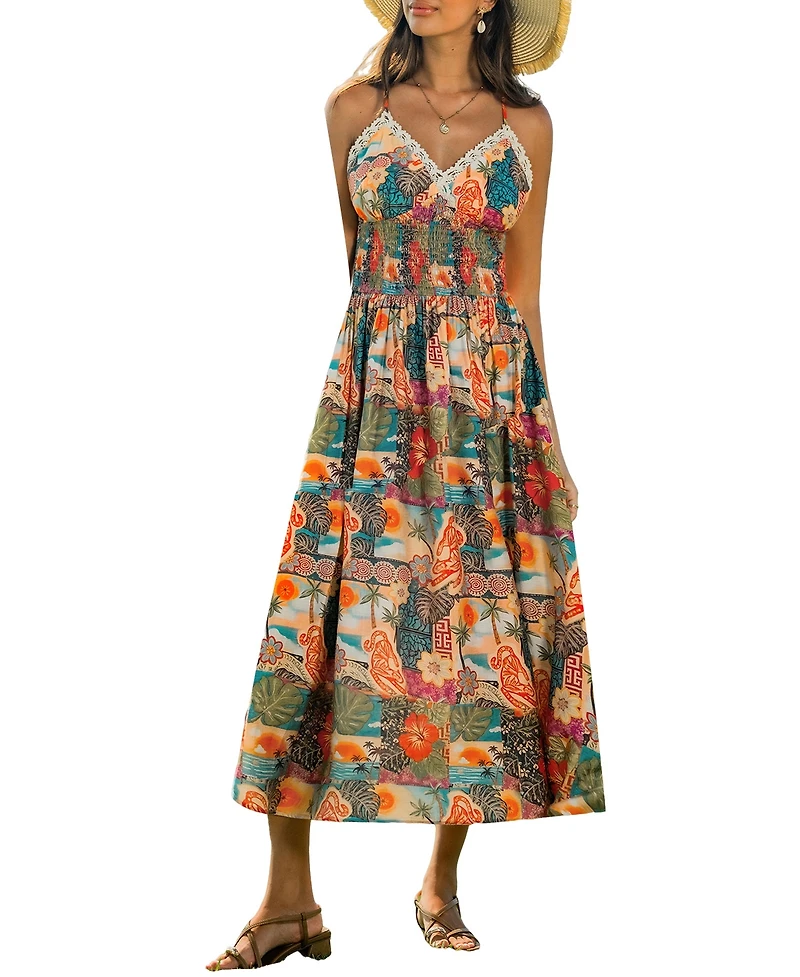 Cupshe Women's Postcard Tropical Midi Beach Dress