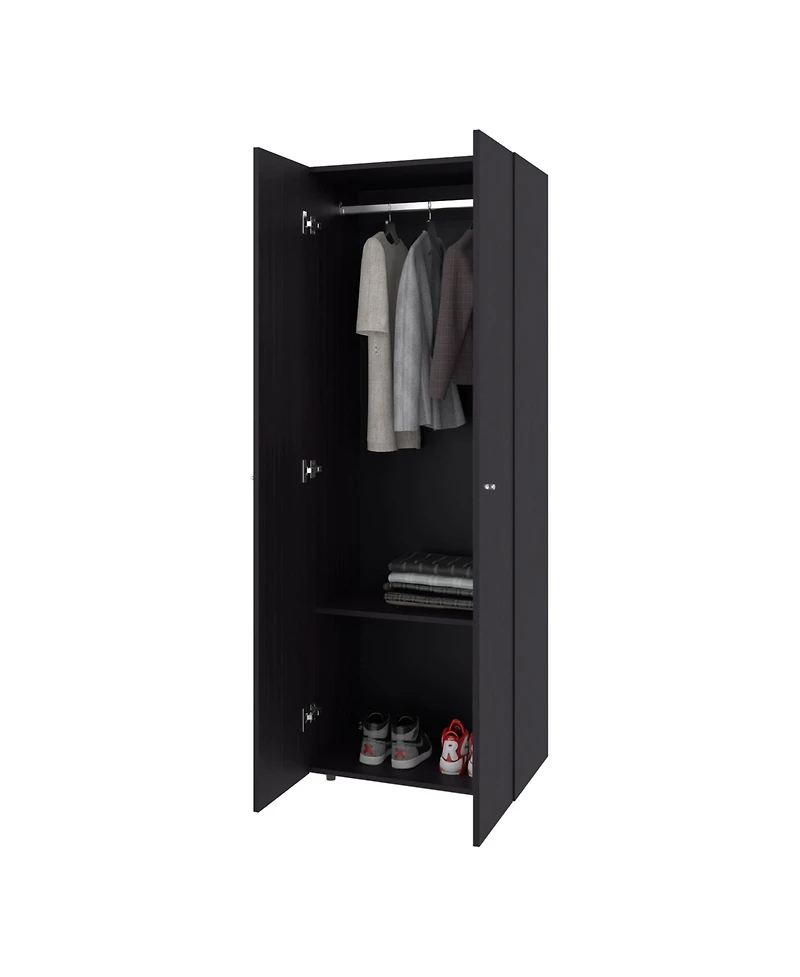 Flynama Armoire 66.9 Inch High 2 Doors 2 Shelves Wengue Bedroom Storage Cabinet with Hanging Rod