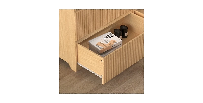 Flynama Modern 6 Drawer Dresser Espresso Wood for Bedroom Living Room Hallway Entryway