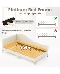 Sugift Upholstered Daybed with Metal Legs and Wood Slats