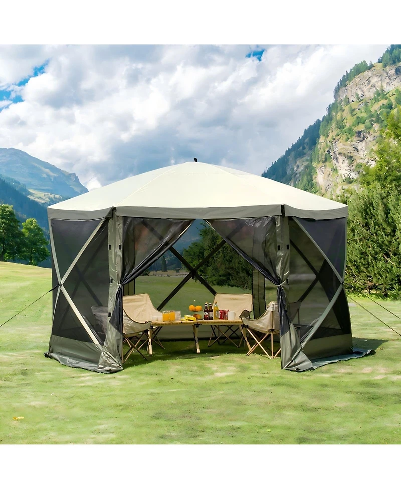 Gouun 12 x 12 ft Pop-Up Gazebo Screen Tent with 6 Wind Cloths