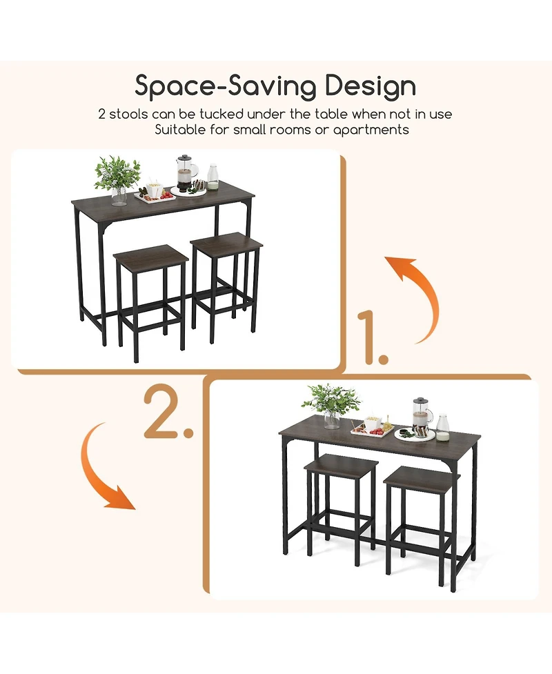 Sugift Industrial Counter Height Dining Set with Table and Stools