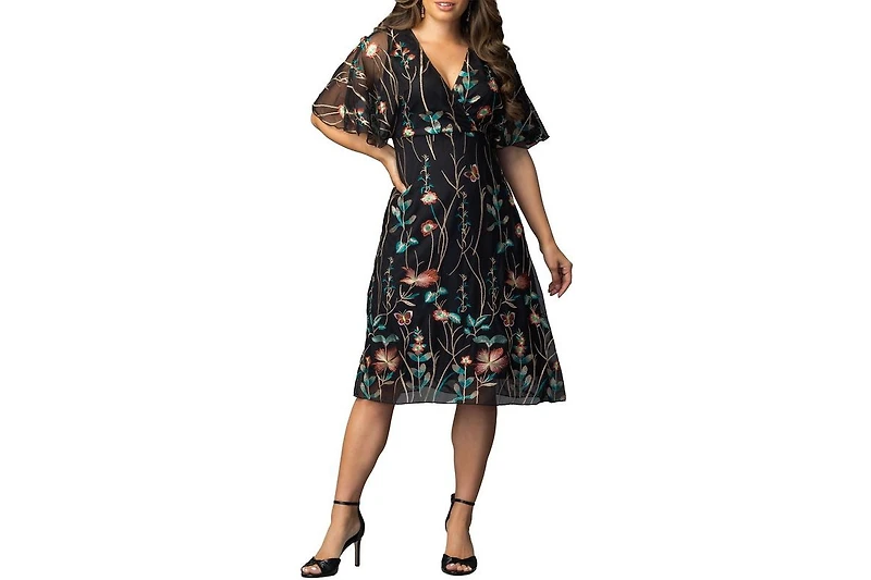 Kiyonna Women's Sonnet Embroidered Cocktail Dress