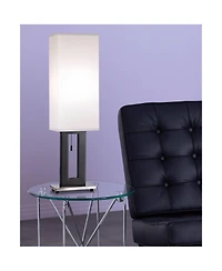 360 Lighting Floating Rectangle Modern Table Lamps 30" Tall Set of 2 Metal Open Frame Fabric Box Shade for Bedroom Living Room Bedside