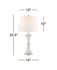 Regency Hill Luca Modern Table Lamps 25 1/2" High Set of 2 Clear Glass with Usb Charging Ports Dimmers Drum Shade for Bedroom House Desk