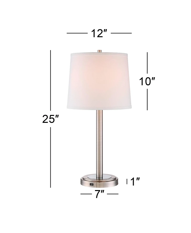 360 Lighting Camile Modern Table Lamps 25" High Set of 2 with TableTop Dimmers Usb Charging Port