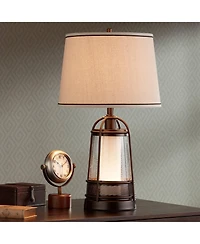 Franklin Iron Works Hugh Industrial Rustic Table Lamp 26" High with Table Top Dimmer Led Nightlight